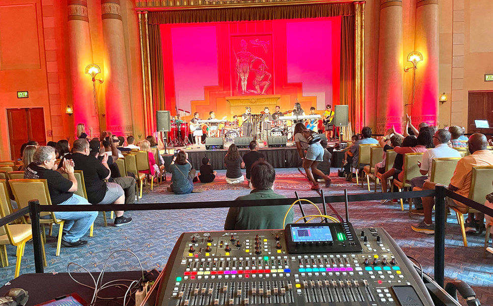 Concert lighting rig in action